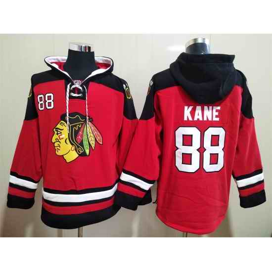 Men Chicago Blackhawks Patrick Kane 88 Red Stitched NHL Hoodie